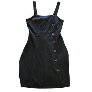 Allegra K Faux Suede Jumper Dress Black Small